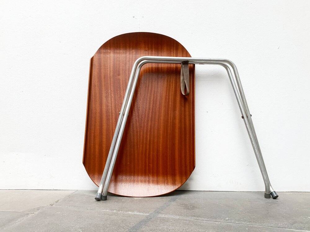 Folding table in teak with Norwegian alminette from the mid-century by F.M. Produkt, Frederiksberg Metalvarefabrik, 1960s.