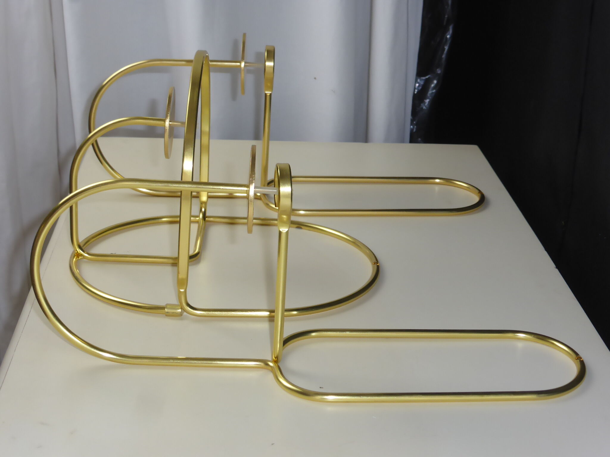 3 candle holders design sleek model, hanging in gold metal