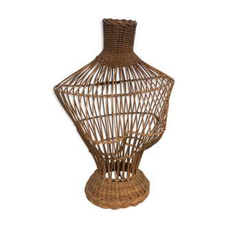Wicker rattan bust mannequin