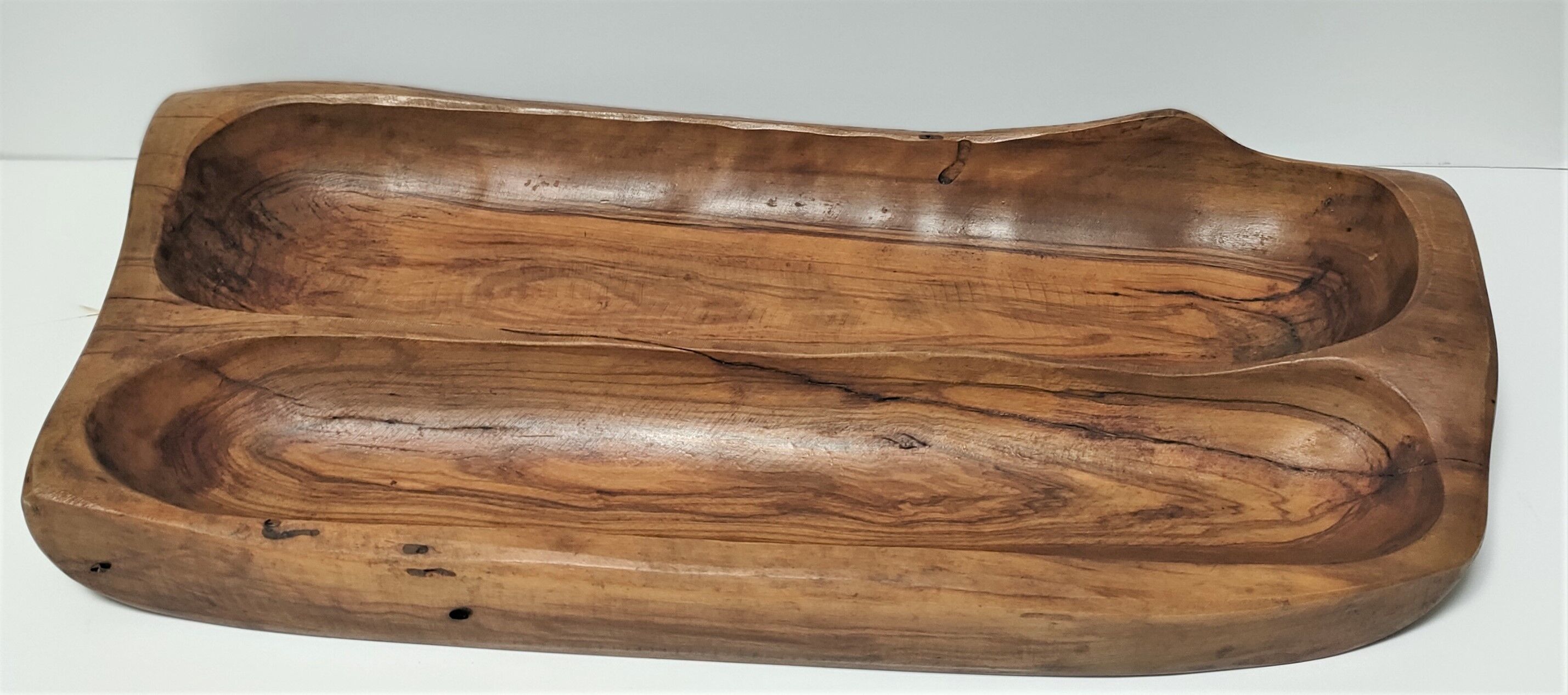 Sculptural cut solid walnut vintage monoxyl