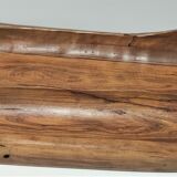 Sculptural cut solid walnut vintage monoxyl