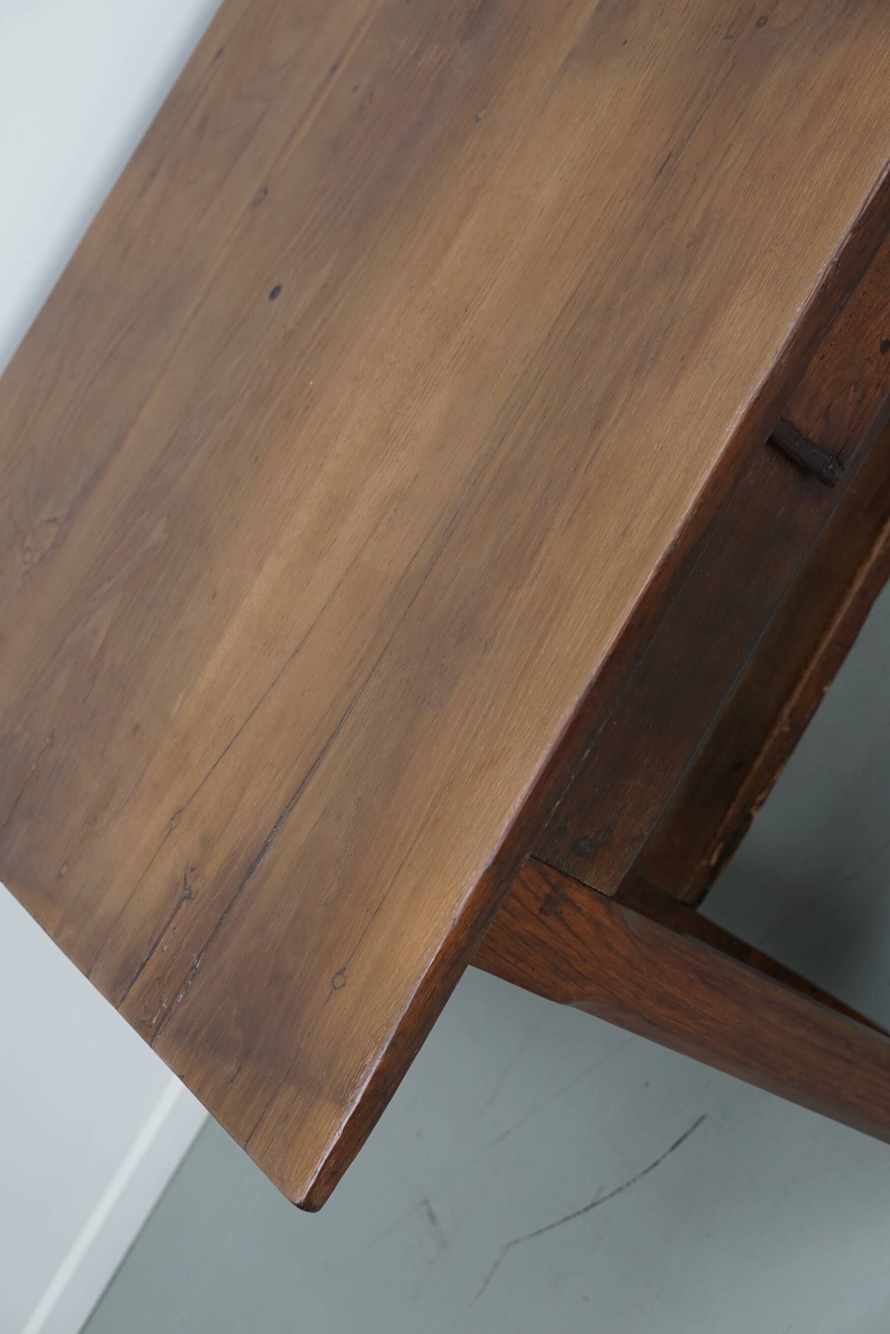 Rustic Dining Table in Oak and Elm from the Early 20th Century