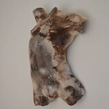 Male torso sculpture by patinated casting, signed to be identified.