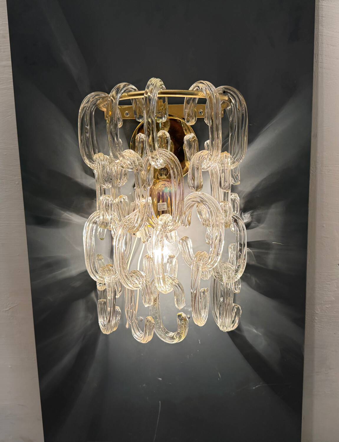 Set of 2 1980s Murano Glass Link Wall Sconces