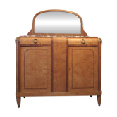 1925 sideboard with two doors, two drawers and beveled mirror, marble top