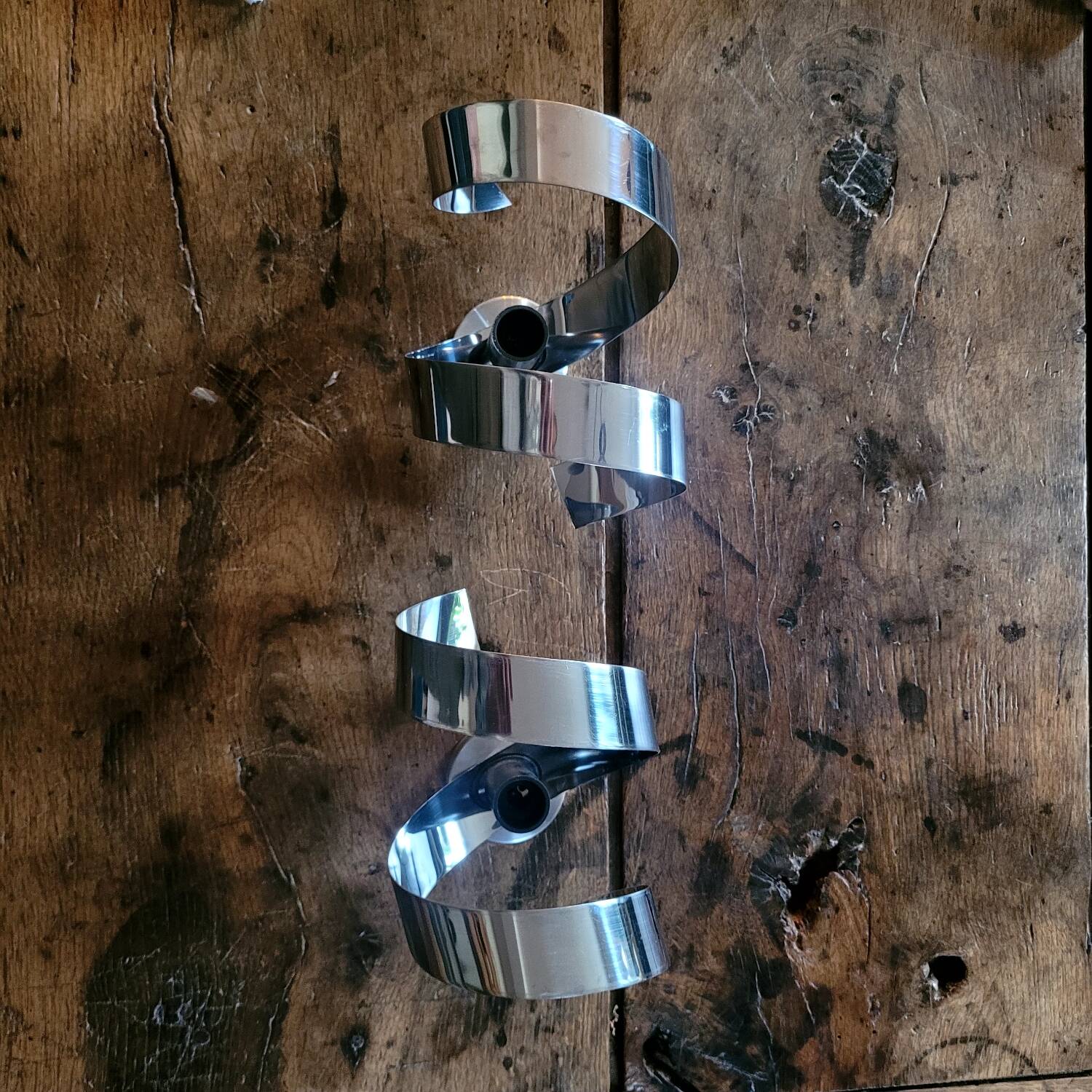 Pair of 70s chrome metal wall lights