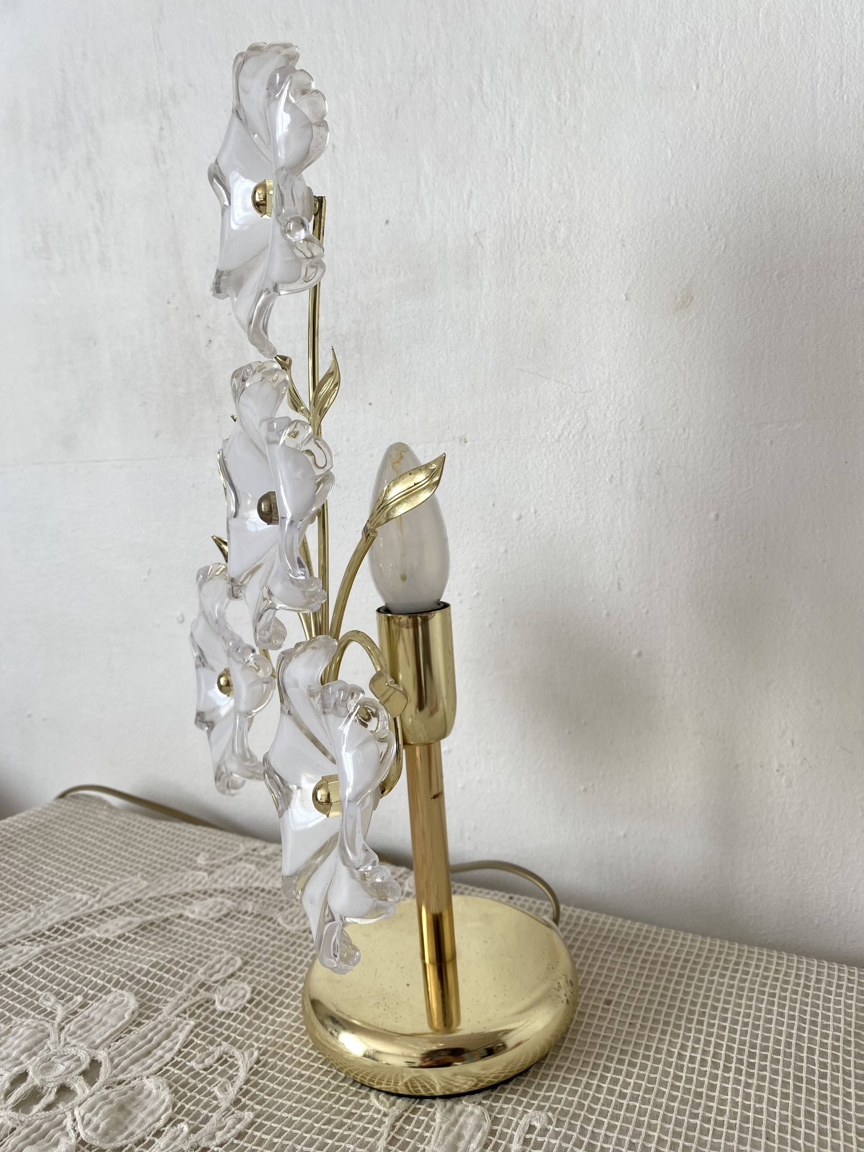 Murano glass flower lamp, Italy 1970-80