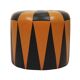 Round Vintage Pouf, Orange and Black Faux Leather (Skai), 1960s