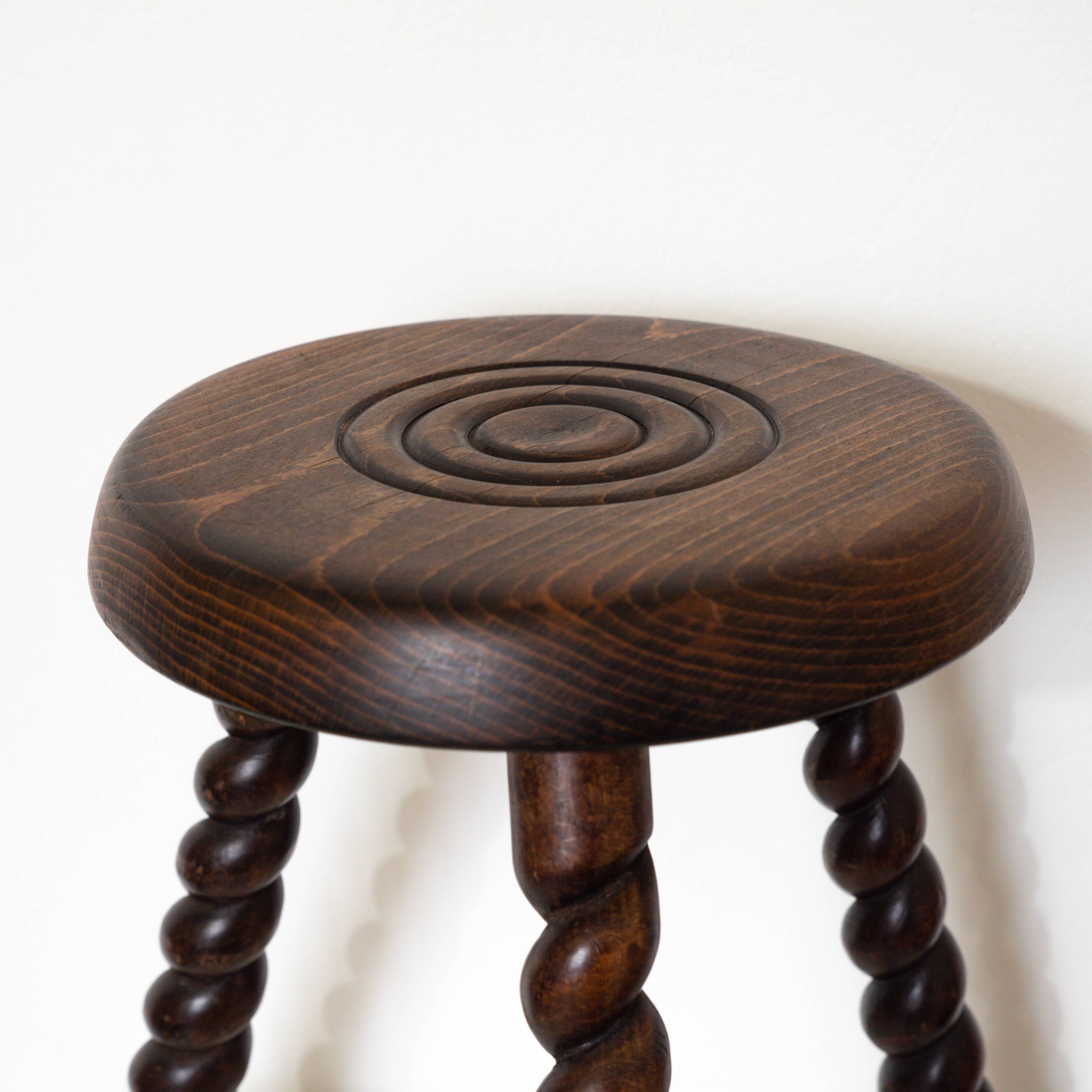 Twisted solid wood stool