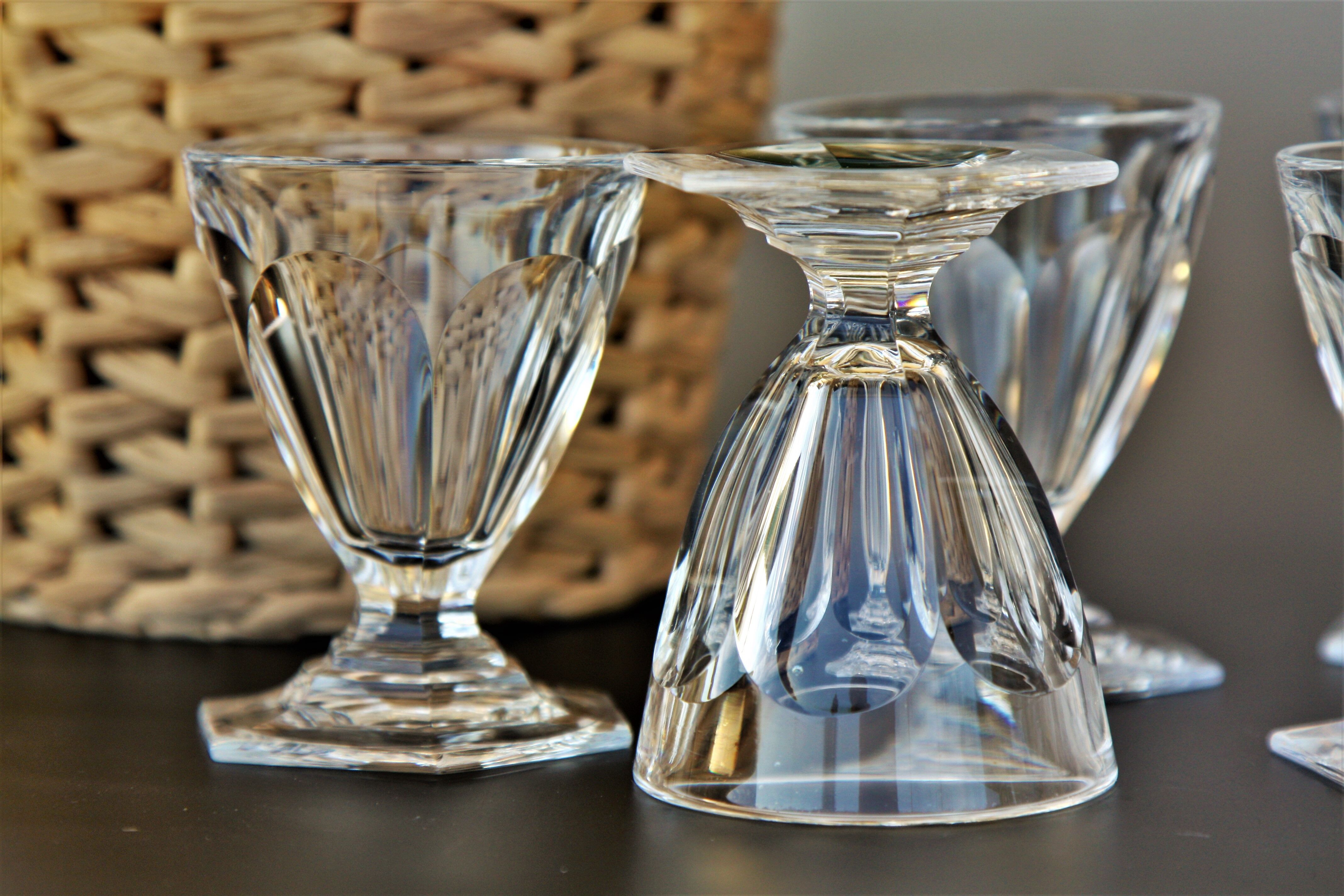 Series of 5 baccarat bourbon-style crystal port glasses