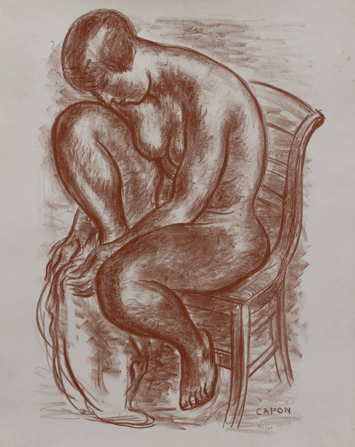 Georges Émile Capon – Female Nude, numbered lithograph 45/60, signed