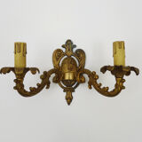 Old bronze wall lamp with 2 candles, years 50/60