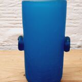 Vase pate de verre bleu