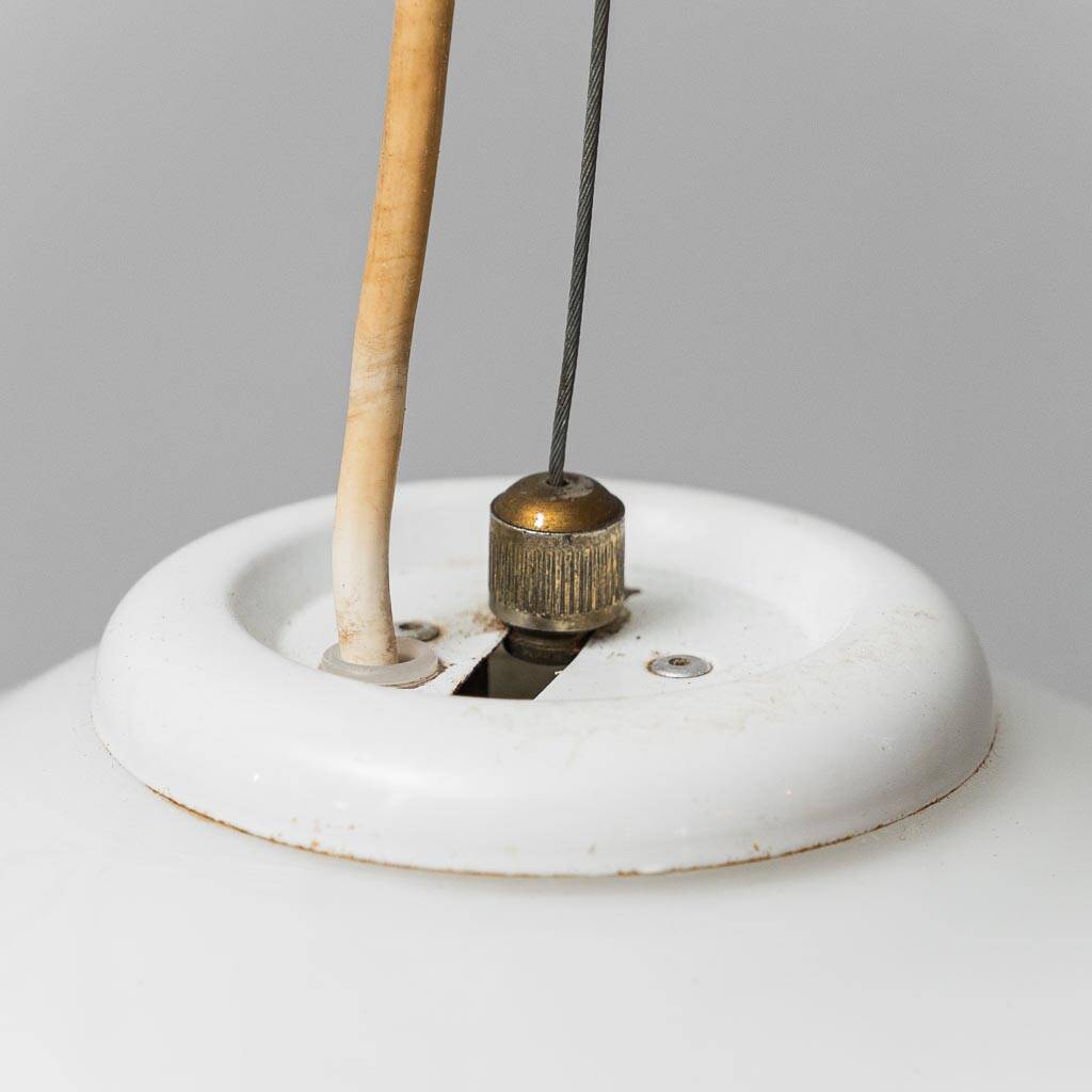 White glass pendant lamp 1970s vintage modernism