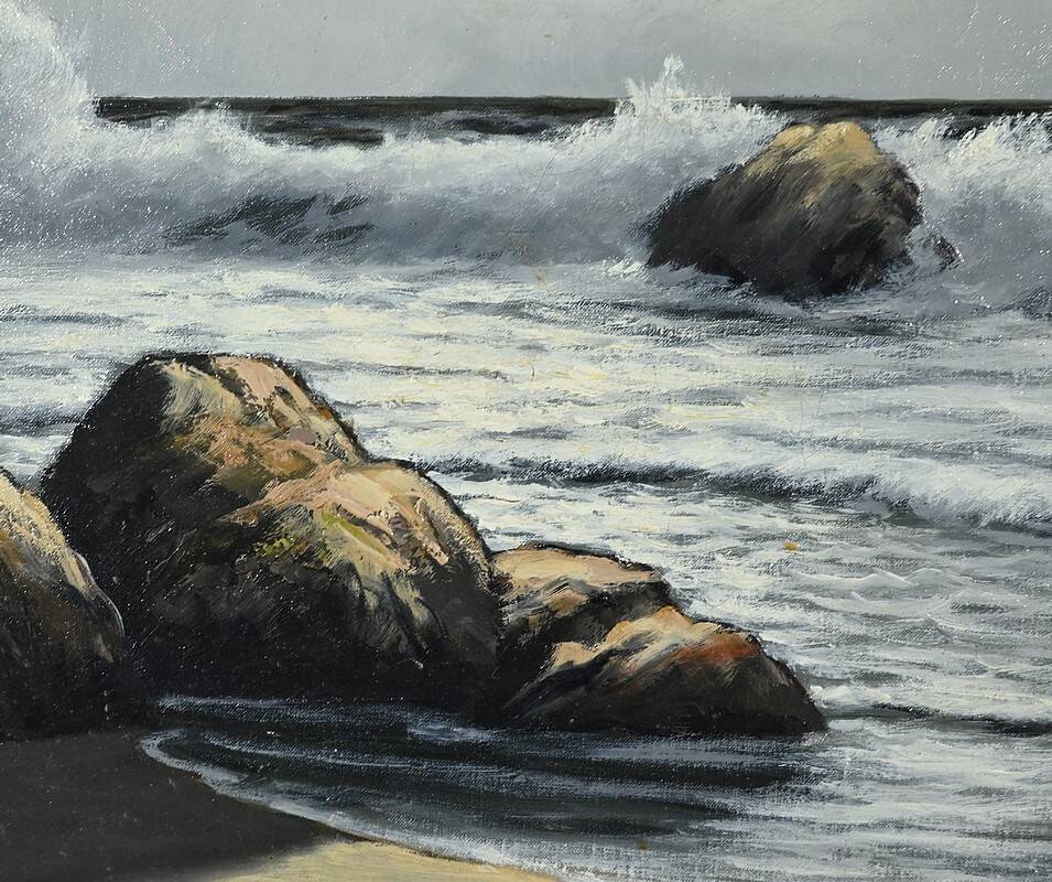Grande Huile sur Toile Marine signée F. Carbu – XXe