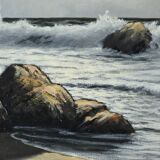 Large Oil on Marine Canvas signed F. Carbu – 20th