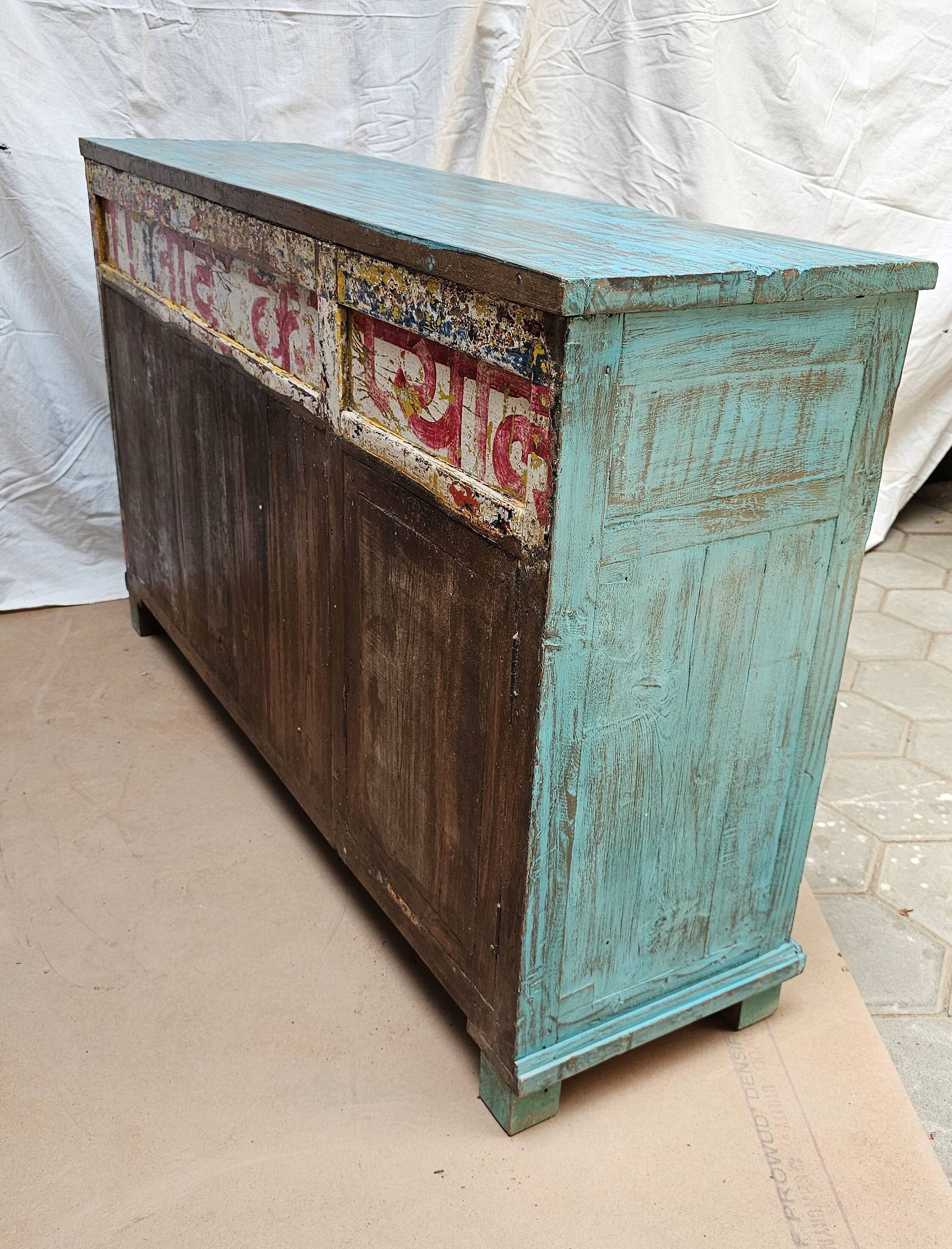 Old merchant's counter in Burmese teak.