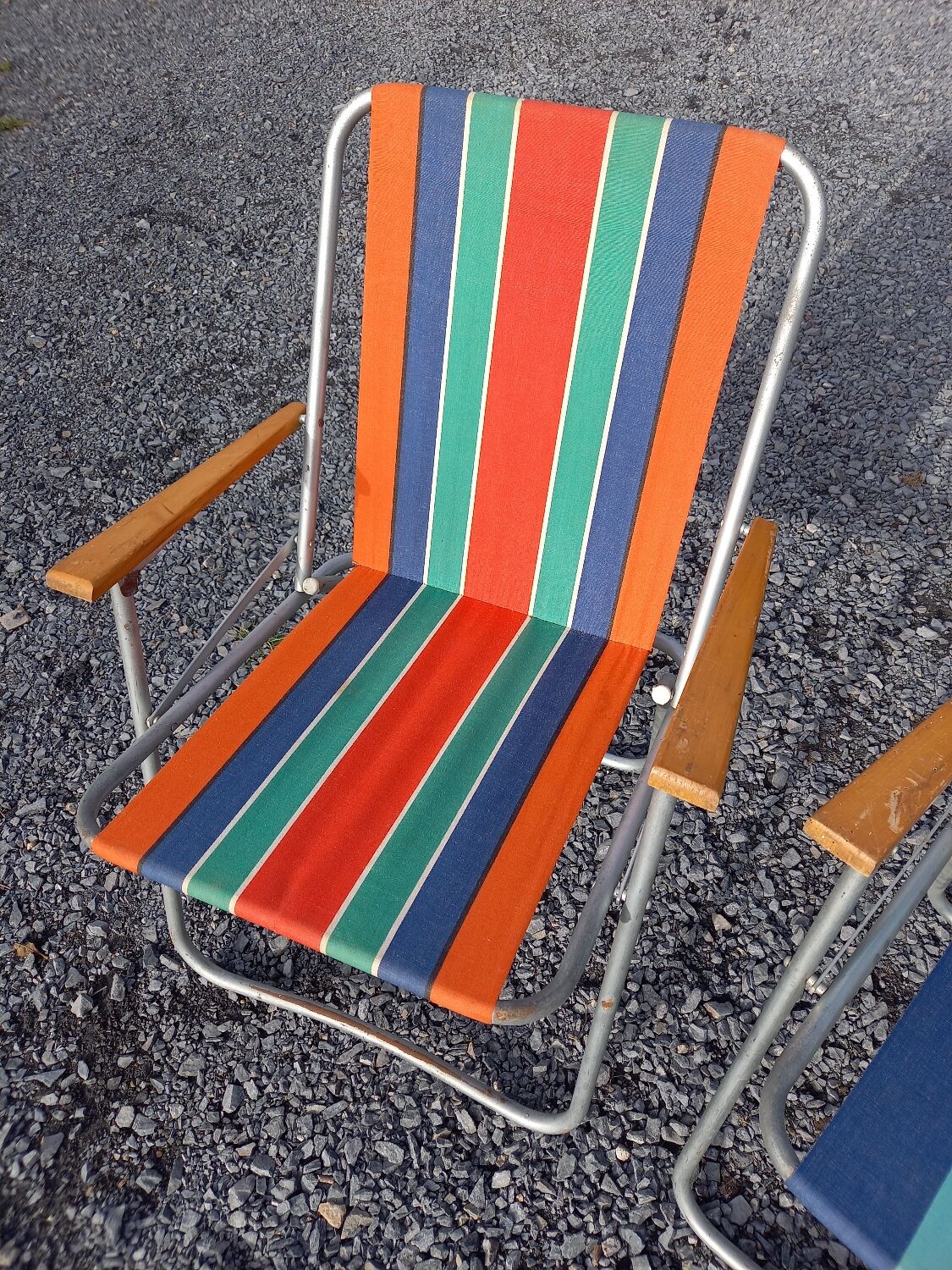 2 folding armchairs camping or beach vintage 1970