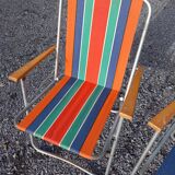 2 folding armchairs camping or beach vintage 1970