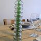Pair of vintage ribbed blown glass bottles with cork stoppers.