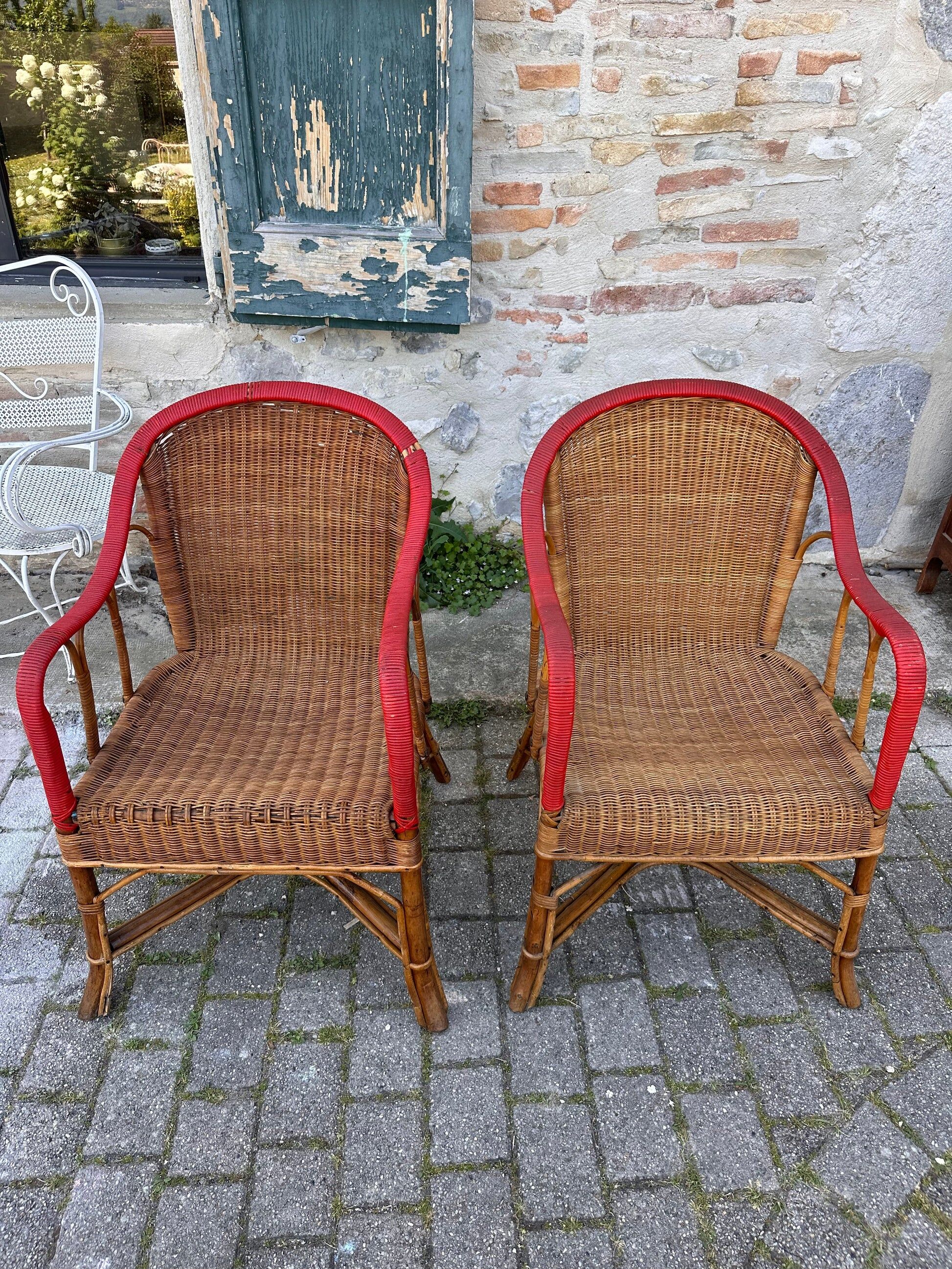 Salon de jardin en rotin vintage
