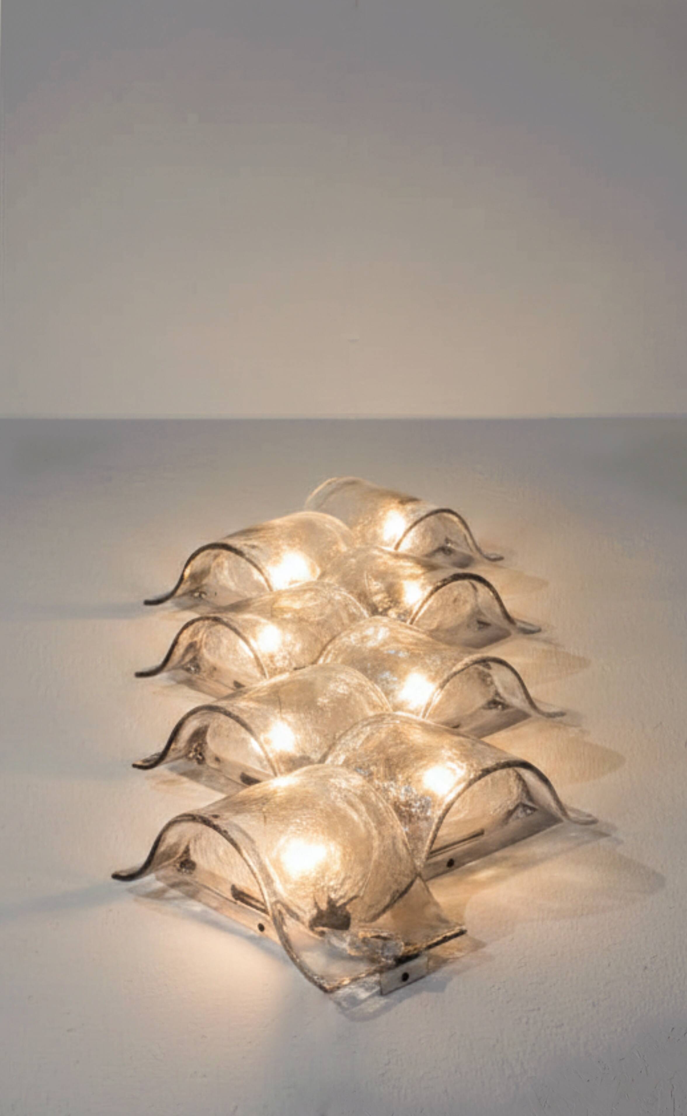 Set of 8 composable LP26 wall lamps by Carlo Nason for Mazzega-  Italy 1970