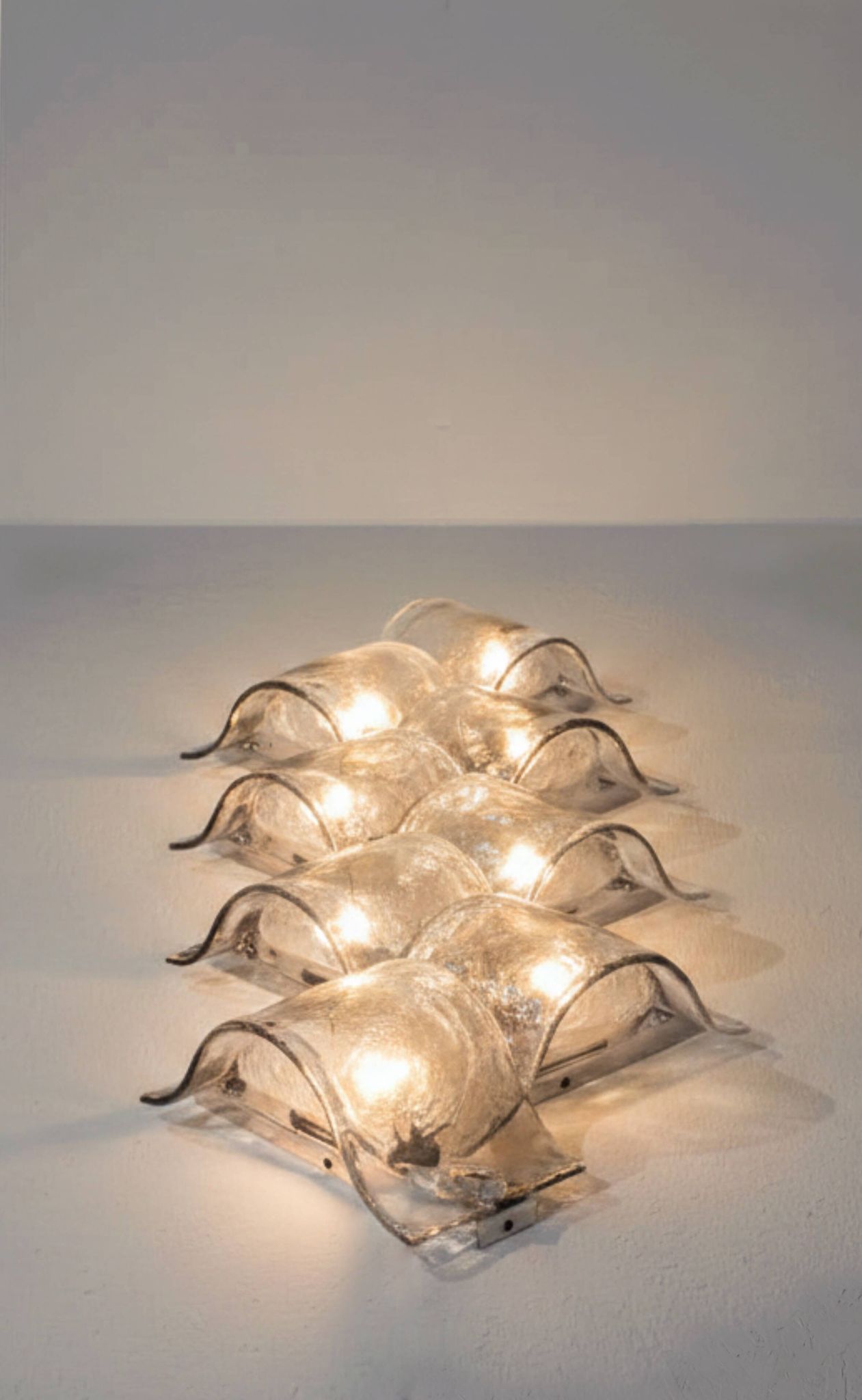Set of 8 composable LP26 wall lamps by Carlo Nason for Mazzega-  Italy 1970