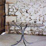 Oval dining table in chrome and smoked glass, 1970.