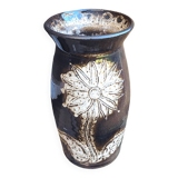 Lava vase floral decoration signed