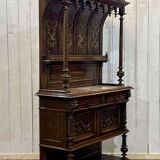 Gothic walnut sideboard with marble top, early 20th century