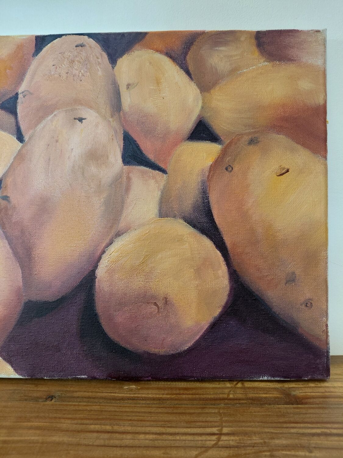 Contemporary Still Life - Basket of Potatoes - signed F. Leblon