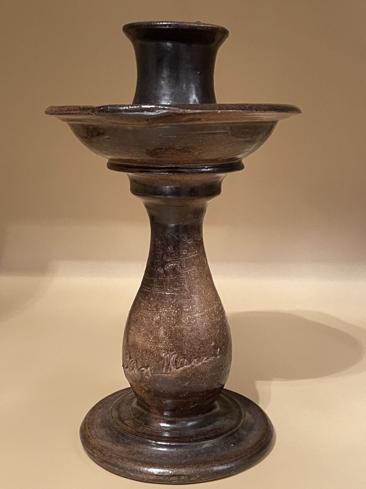 Terracotta candlestick by Jean Marais, Vallauris 1960