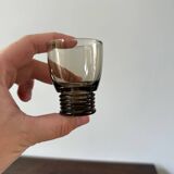 Set of 6 vintage 70s glasses with smoked grey ring feet