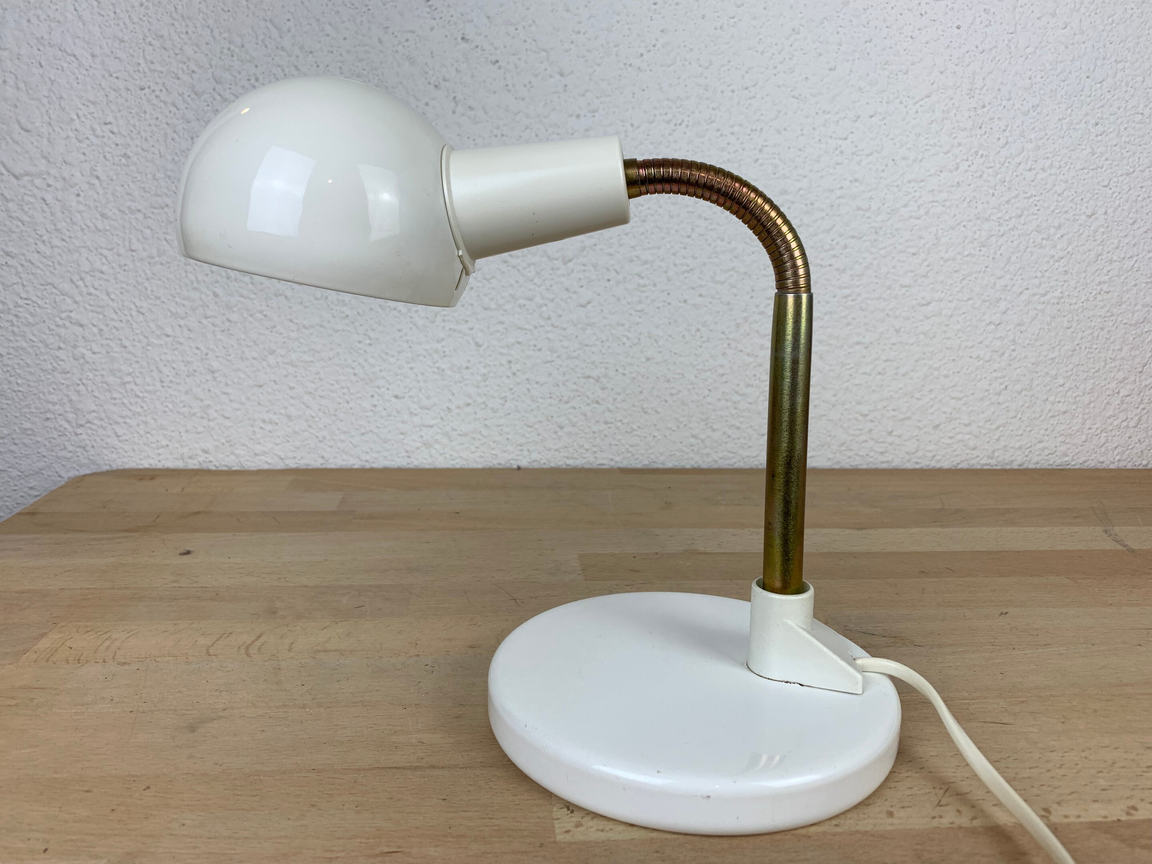 Flexible desk lamp metal white 70s/80s