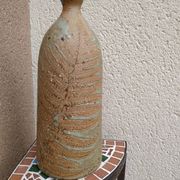 Bouteille en grès au décor de fougère incrustée d'Alain Bernard potier breton