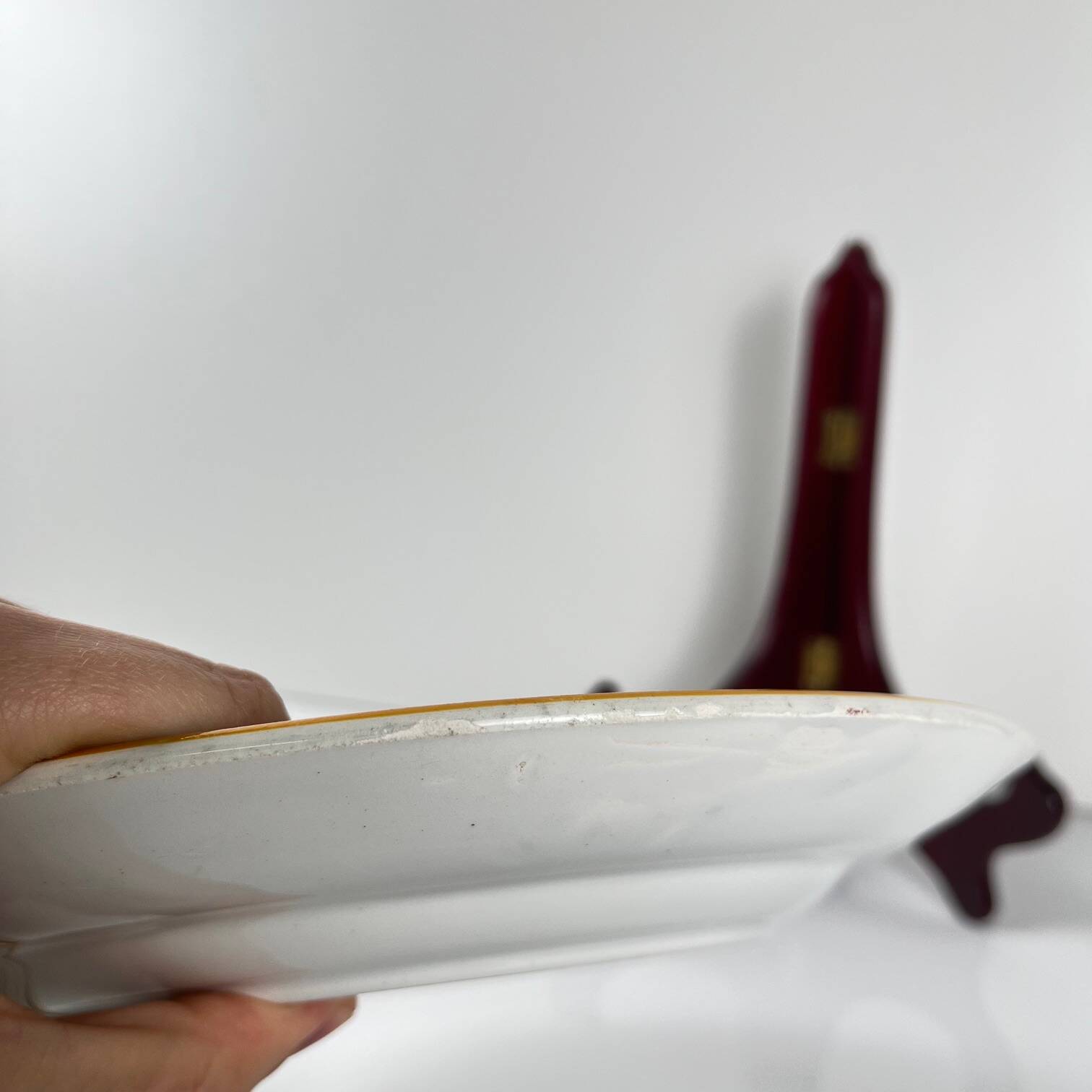 Set of 6 "Yvonne" iron earth plates, Orchies, early 20th century