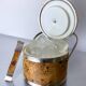 Lucite burl wood & brass ice bucket with tongs, Italy, circa 1970