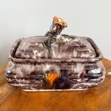 Jasba 25 Lidded Candy Box with Orange Tulip Handle, West-German Mid-Century Fat Lava Bonbonnière