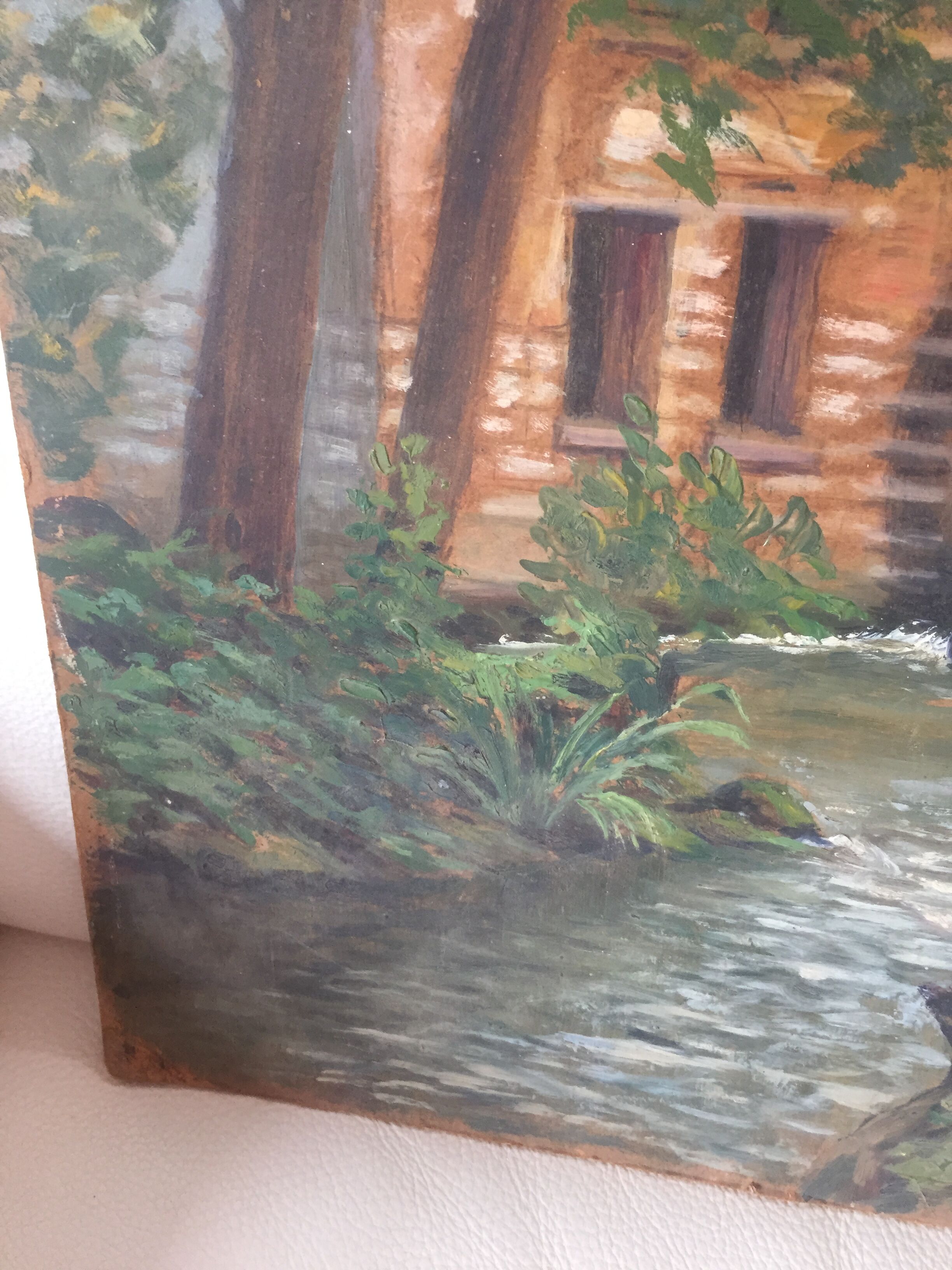 Painting on cardboard by Gustave Mouty (1870-1956) - Moulin de Giverny