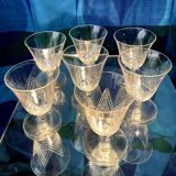 SET OF 7 ST LOUIS CRYSTAL LIQUEUR GLASSES ART DECO VOSGES MODEL