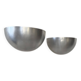 Paire d'appliques XL vintage, métal brossé, Italie, 1970