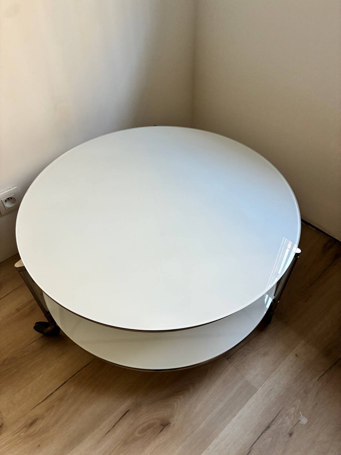 Round glass coffee table from Ikea, vintage 1980s, Designer Ehlen J