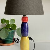 ALABASTER STONE LAMP Blue, Yellow and Red 80s