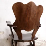 Story book brutalist wabi sabi oak fireplace lounge chairs