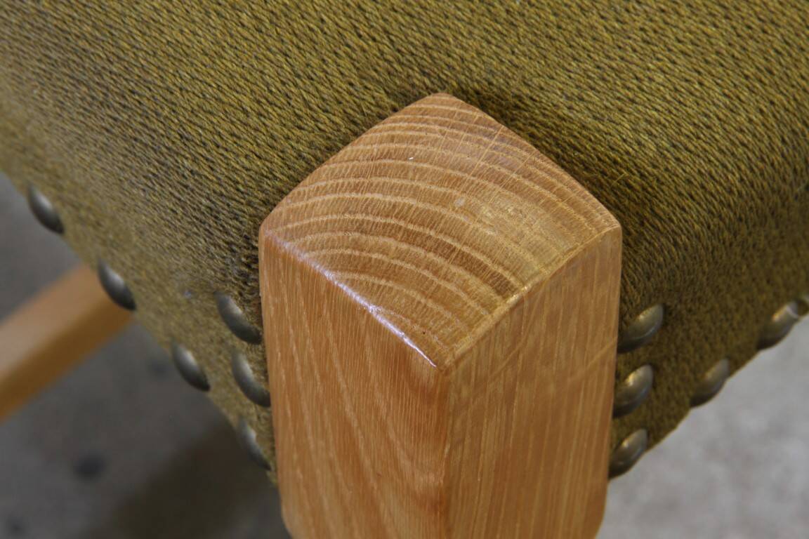 Vintage 1960s, brutalist Danish modern oak dining chairs by Henning Kjærnulf