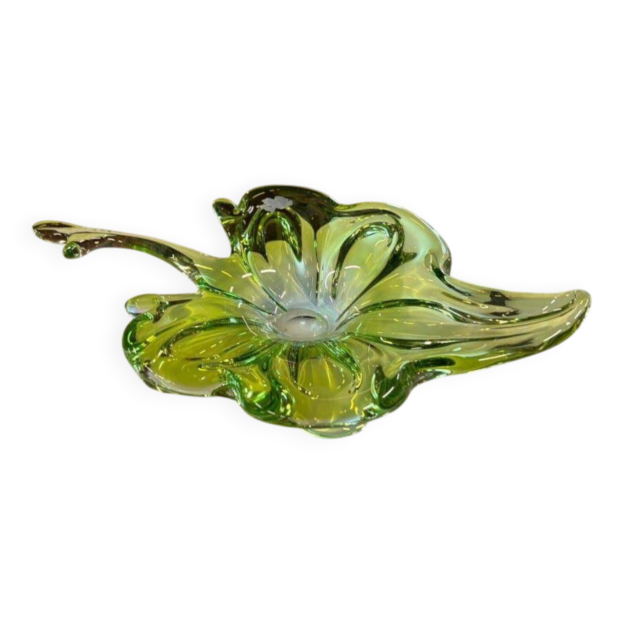 Vintage green Murano glass bowl
