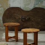 Pair of pine stools by a Swedish cabinetmaker, mid-century, 1960s.