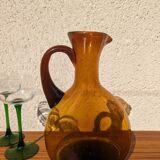 Large vintage amber glass carafe