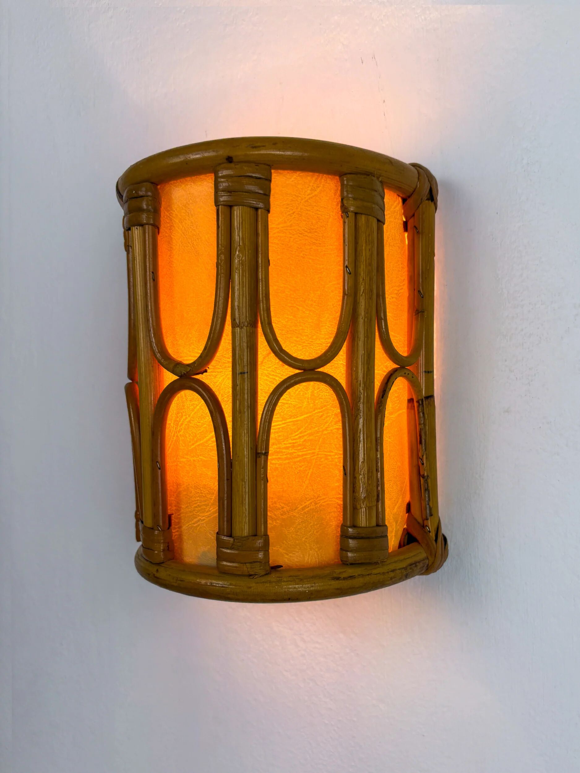 Mid-century rattan wall sconce, Italy, circa 1960s