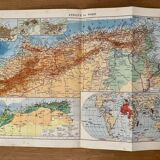 Ancienne carte de l'Afrique du Nord de 1945